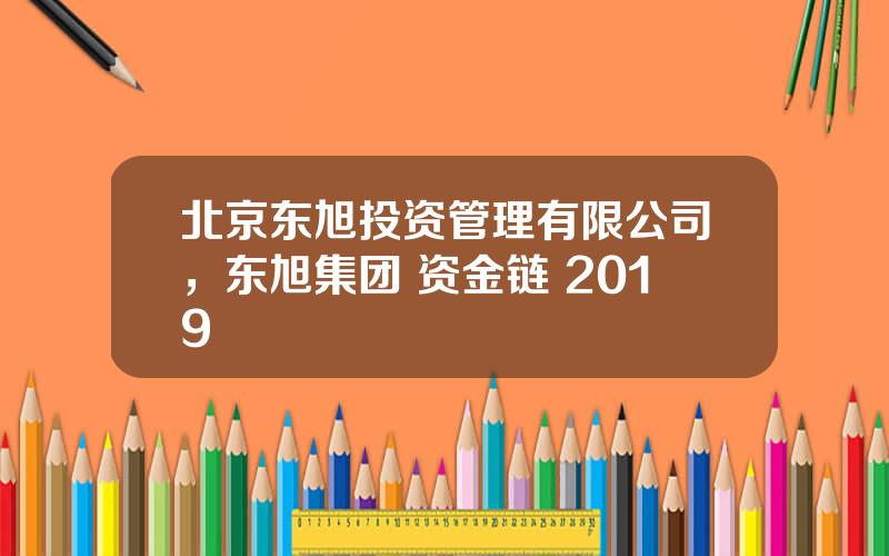 北京东旭投资管理有限公司，东旭集团 资金链 2019
